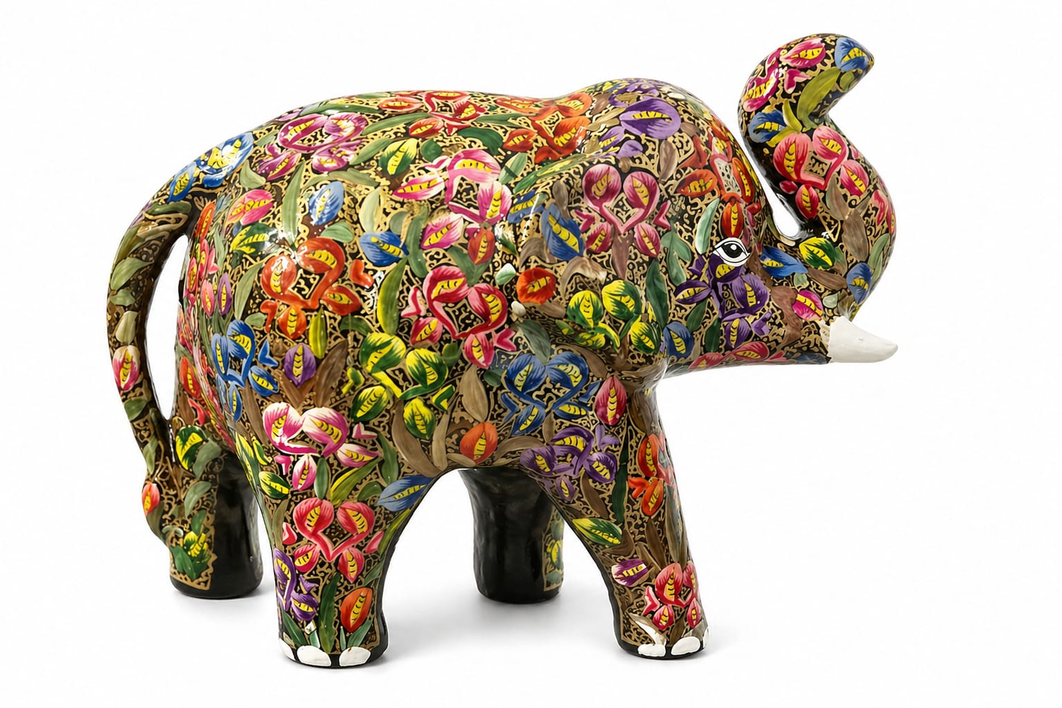 Paper mache elephant sculpture, Handmade Elephant , Wooden Elephant set, hand painted paper mache sculpture 
